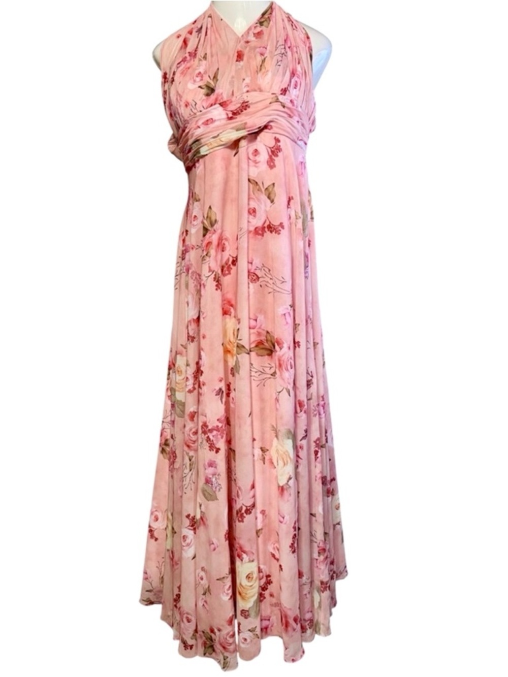 Bridal Boutique Pink Floral Maxi Dress NWOT Size 14